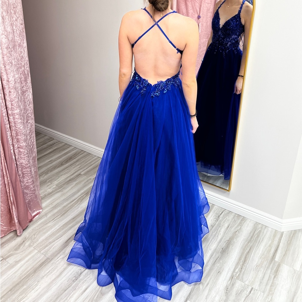 Stunning Blue Sequin Prom Dress - Picture 6 of 8
